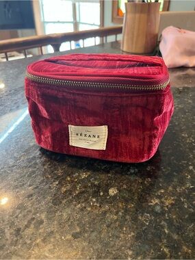 Sezane Red Velvet Makeup Bag